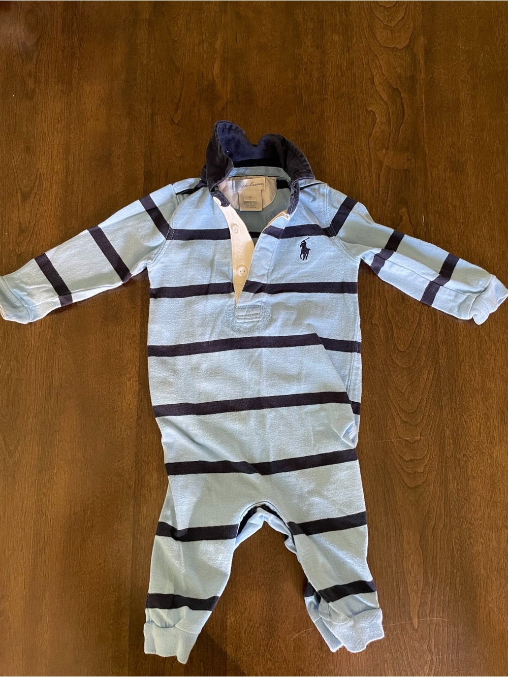 Ralph Lauren Light Blue & Navy Striped Polo One-Piece
